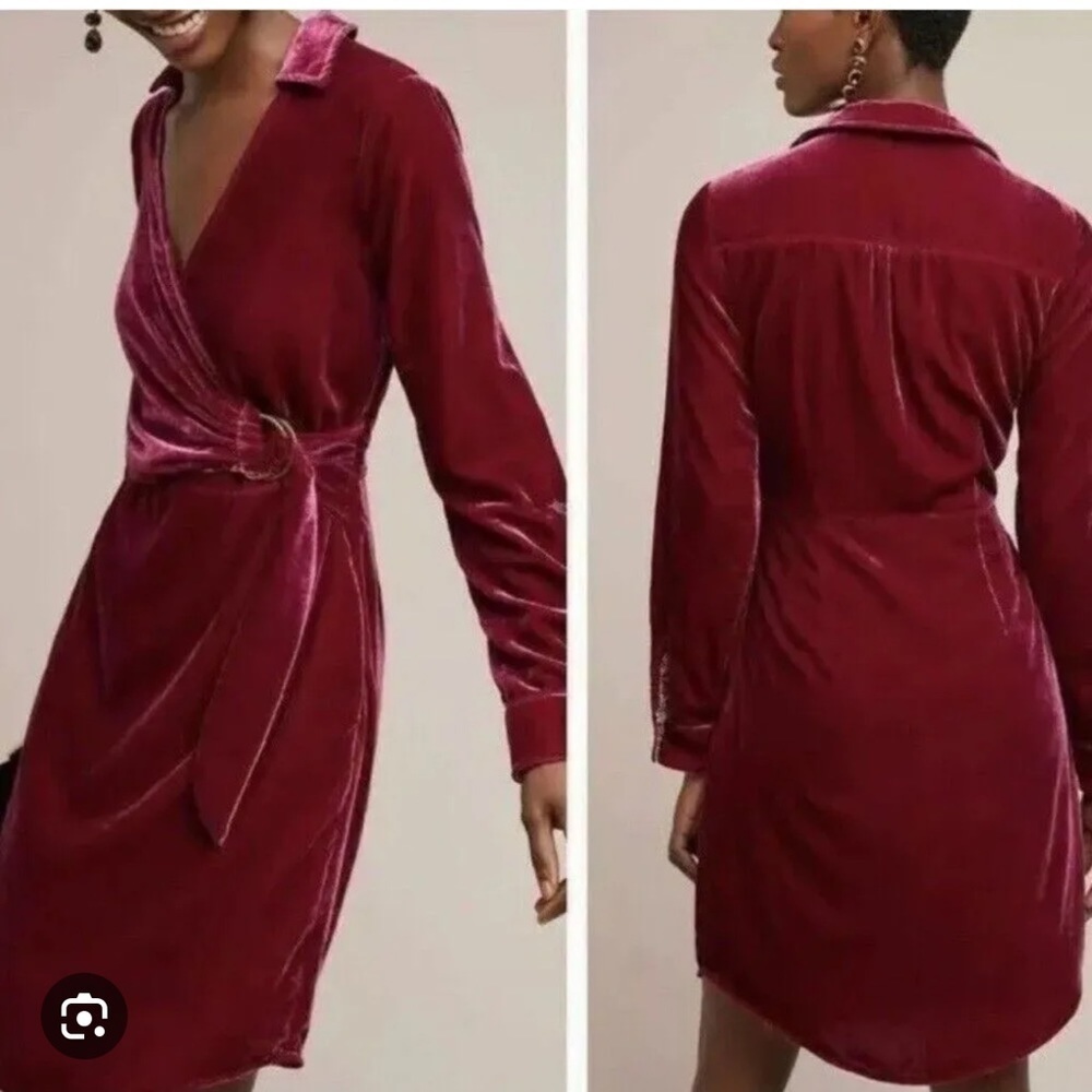 Sold Maeve Anthropologie Pink Crushed Velvet Dress 00 NWT